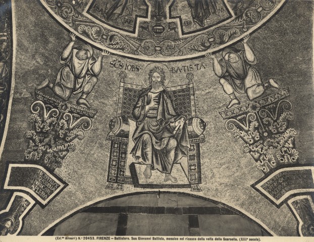 Alinari, Fratelli — Firenze - Battistero. San Giovanni Battista, mosaico nel ricasco della volta della Scarsella. (XIII° secolo). — particolare
